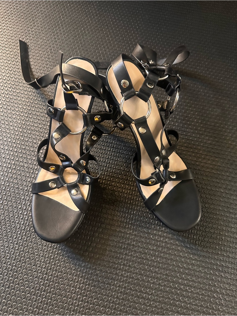 Strappy anklet heels- bondage look-never been worn